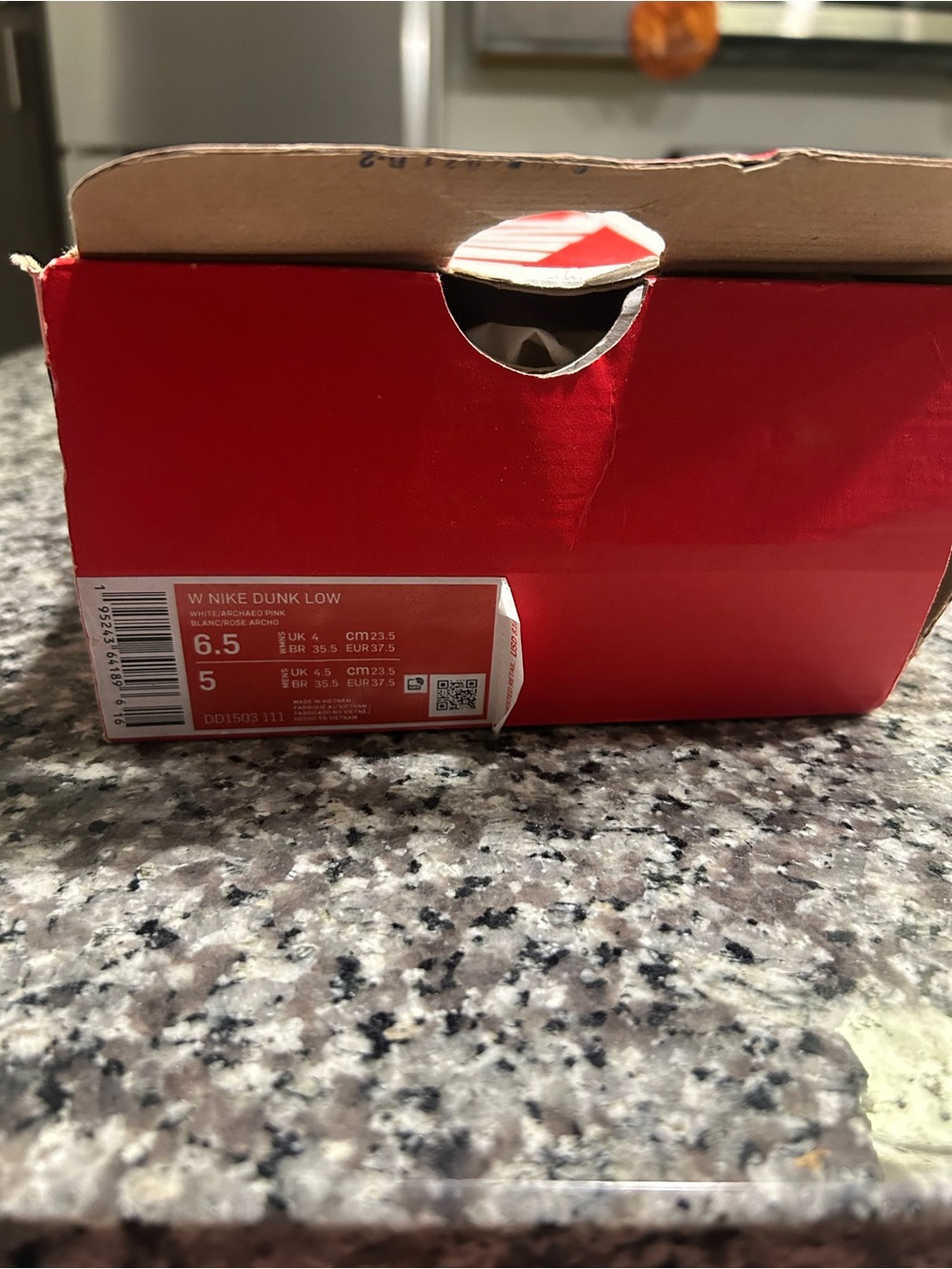 Shoe box on countertop